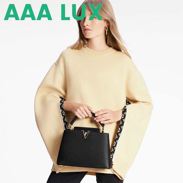 Replica Louis Vuitton LV Women Capucines BB Handbag Black Taurillon Leather Snap Hook 12