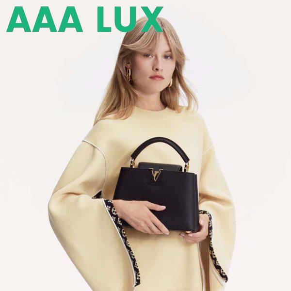 Replica Louis Vuitton LV Women Capucines BB Handbag Black Taurillon Leather Snap Hook 13