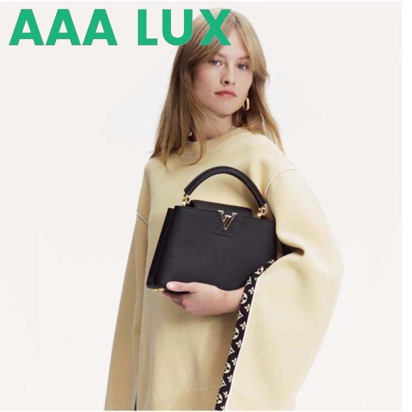 Replica Louis Vuitton LV Women Capucines BB Handbag Black Taurillon Leather Snap Hook 14