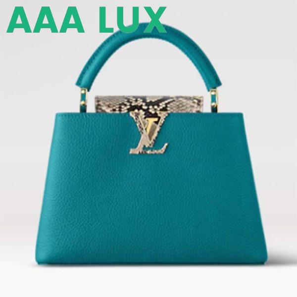 Replica Louis Vuitton LV Women Capucines BB Handbag Green Taurillon Python Skin Leather