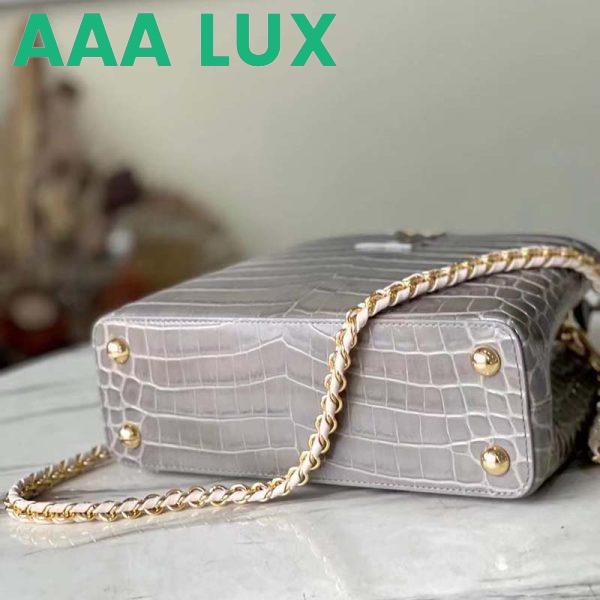 Replica Louis Vuitton LV Women Capucines BB Handbag Grey Crocodilian Leather 5