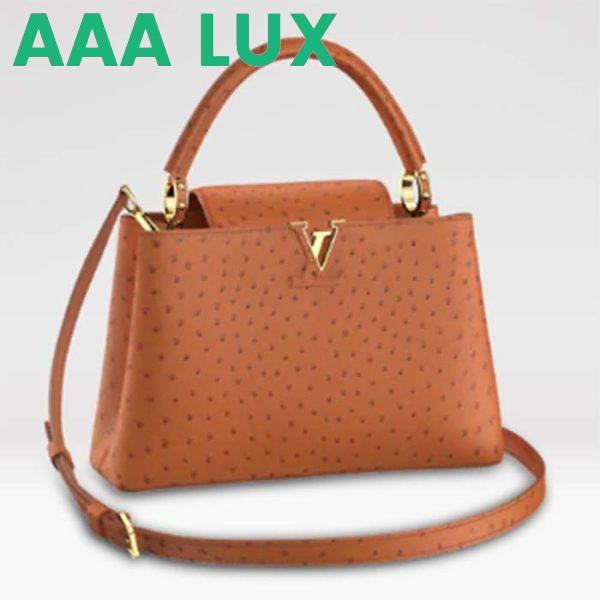 Replica Louis Vuitton LV Women Capucines BB Orange Menthe Mint Ostrich Leather Monogram Flower 2