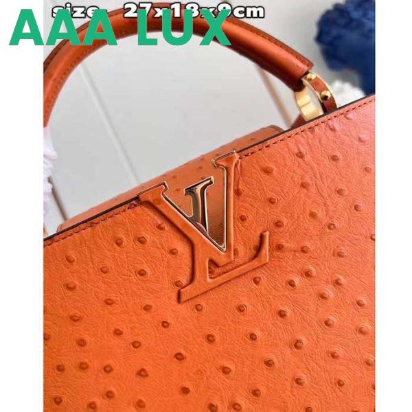 Replica Louis Vuitton LV Women Capucines BB Orange Menthe Mint Ostrich Leather Monogram Flower 9
