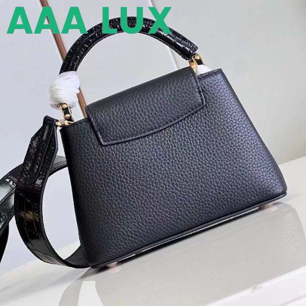 Replica Louis Vuitton LV Women Capucines Mini Handbag Black Taurillon Cowhide Leather 6