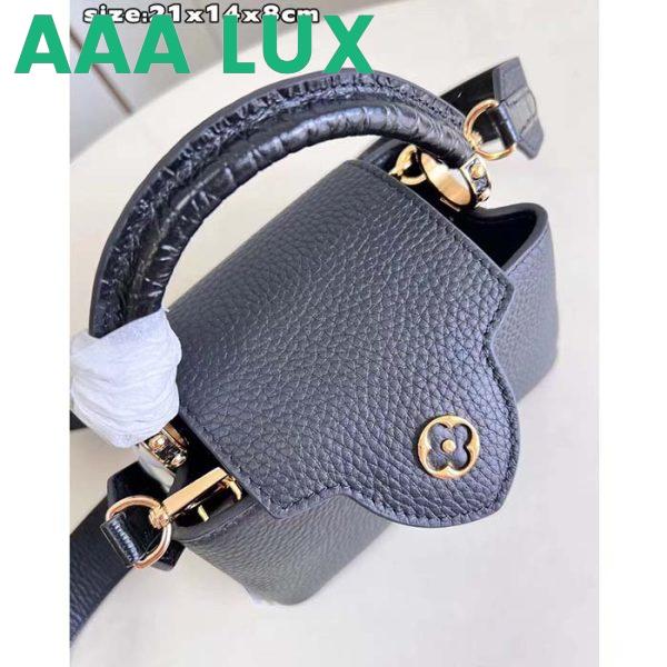 Replica Louis Vuitton LV Women Capucines Mini Handbag Black Taurillon Cowhide Leather 8
