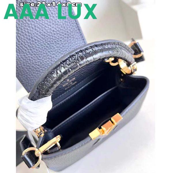 Replica Louis Vuitton LV Women Capucines Mini Handbag Black Taurillon Cowhide Leather 10