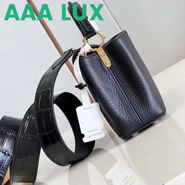 Replica Louis Vuitton LV Women Capucines Mini Handbag Black Taurillon Cowhide Leather 11