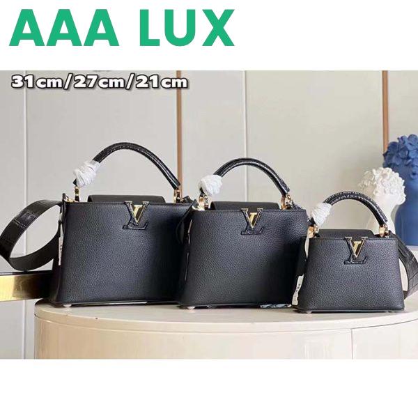 Replica Louis Vuitton LV Women Capucines Mini Handbag Black Taurillon Cowhide Leather 12