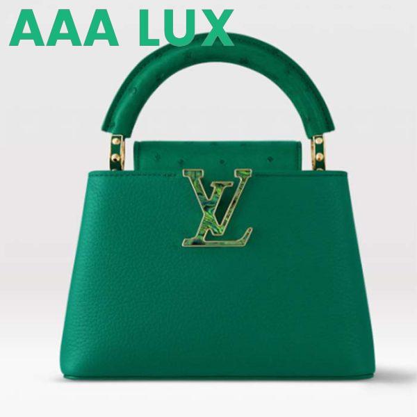 Replica Louis Vuitton LV Women Capucines Mini Handbag Emerald Green Mint Taurillon