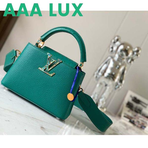 Replica Louis Vuitton LV Women Capucines Mini Handbag Emerald Green Mint Taurillon 3