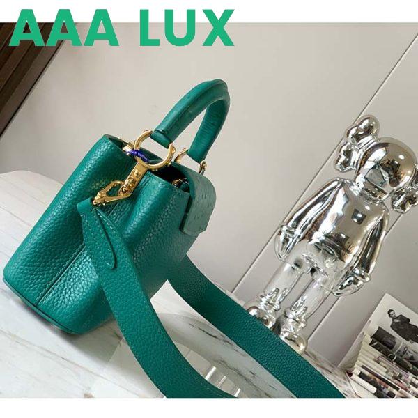 Replica Louis Vuitton LV Women Capucines Mini Handbag Emerald Green Mint Taurillon 4