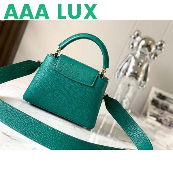 Replica Louis Vuitton LV Women Capucines Mini Handbag Emerald Green Mint Taurillon 5