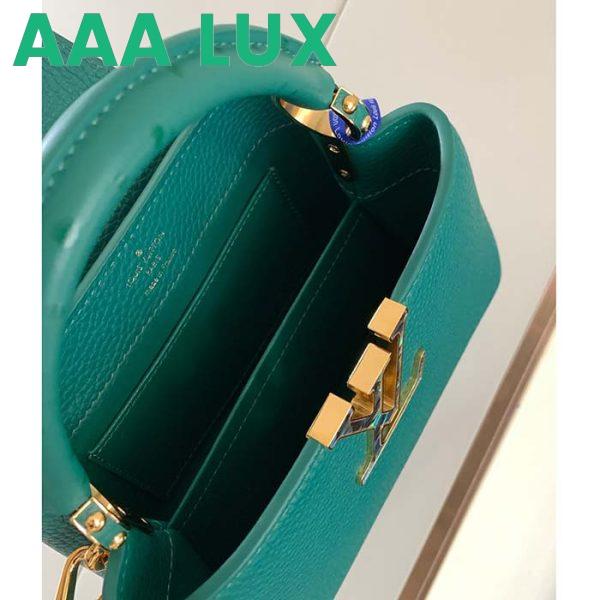 Replica Louis Vuitton LV Women Capucines Mini Handbag Emerald Green Mint Taurillon 7