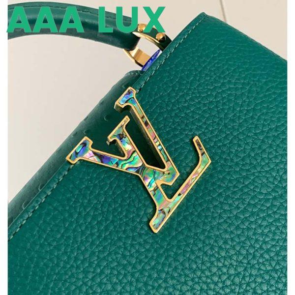 Replica Louis Vuitton LV Women Capucines Mini Handbag Emerald Green Mint Taurillon 8