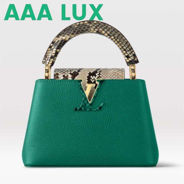 Replica Louis Vuitton LV Women Capucines Mini Handbag Emeraude Green Taurillon Leather Python Skin 2