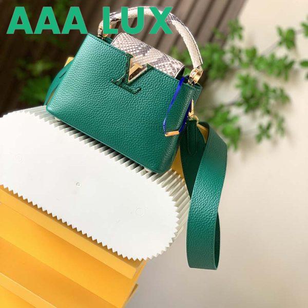 Replica Louis Vuitton LV Women Capucines Mini Handbag Emeraude Green Taurillon Leather Python Skin 3