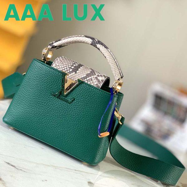 Replica Louis Vuitton LV Women Capucines Mini Handbag Emeraude Green Taurillon Leather Python Skin 4