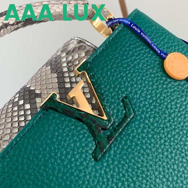 Replica Louis Vuitton LV Women Capucines Mini Handbag Emeraude Green Taurillon Leather Python Skin 9