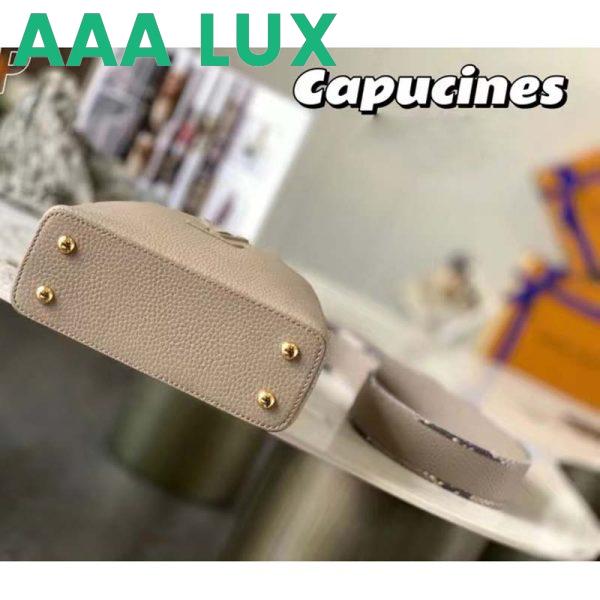 Replica Louis Vuitton LV Women Capucines Mini Handbag Galet Gray Taurillon Python Leather 5