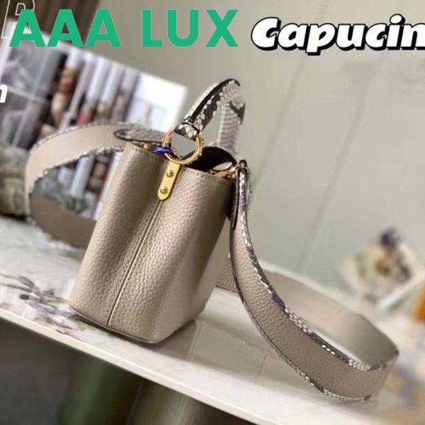 Replica Louis Vuitton LV Women Capucines Mini Handbag Galet Gray Taurillon Python Leather 6