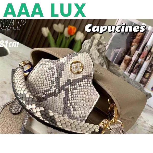 Replica Louis Vuitton LV Women Capucines Mini Handbag Galet Gray Taurillon Python Leather 7