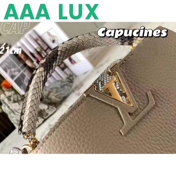 Replica Louis Vuitton LV Women Capucines Mini Handbag Galet Gray Taurillon Python Leather 8