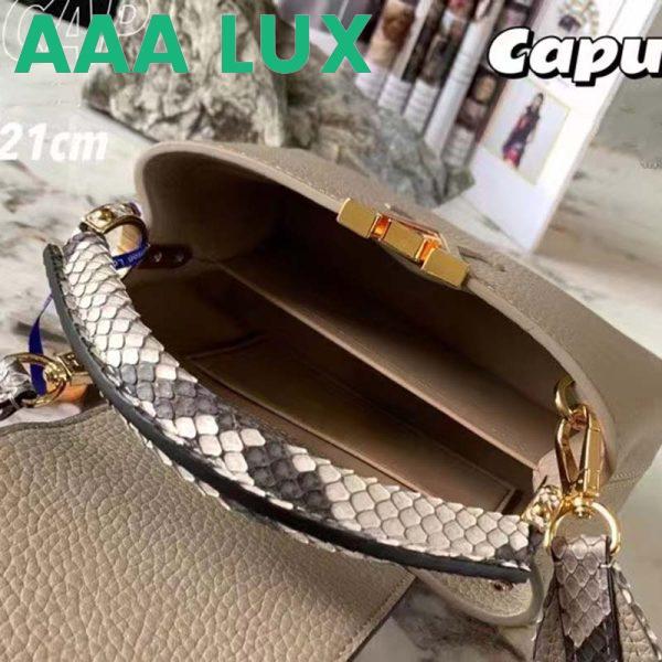 Replica Louis Vuitton LV Women Capucines Mini Handbag Galet Gray Taurillon Python Leather 9