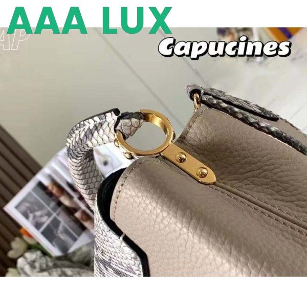 Replica Louis Vuitton LV Women Capucines Mini Handbag Galet Gray Taurillon Python Leather 10