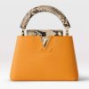Replica Louis Vuitton LV Women Capucines Mini Handbag Galet Gray Taurillon Python Leather 12