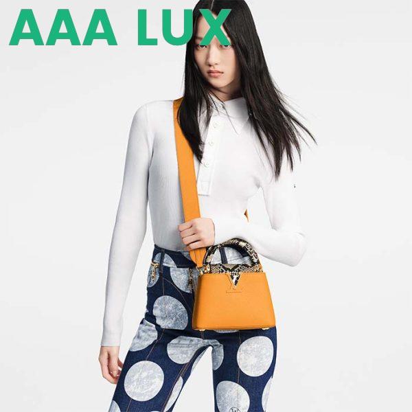 Replica Louis Vuitton LV Women Capucines Mini Handbag Golden Yellow Taurillon Leather Python Skin 15