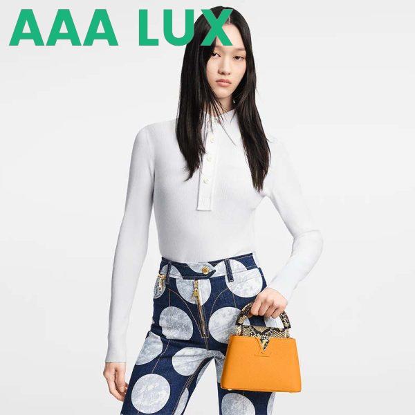 Replica Louis Vuitton LV Women Capucines Mini Handbag Golden Yellow Taurillon Leather Python Skin 16