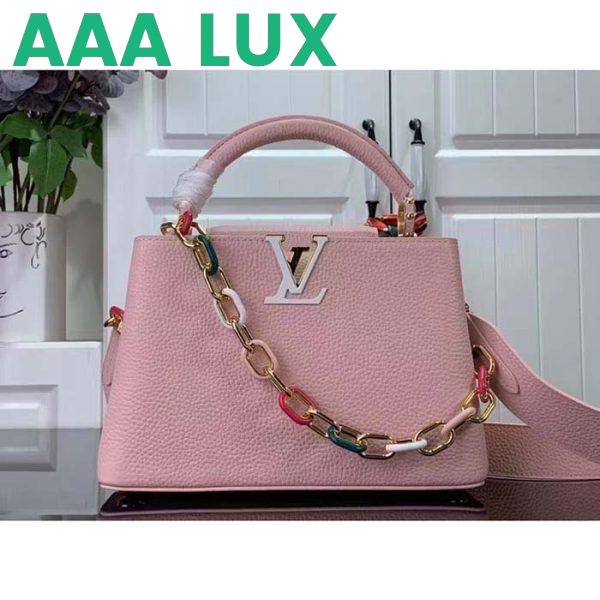 Replica Louis Vuitton LV Women Capucines BB Handbag Jasmine Pink Taurillon Leather 3