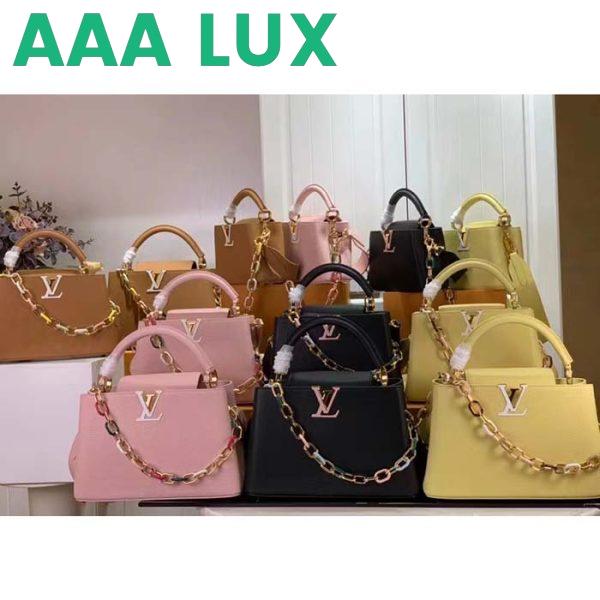 Replica Louis Vuitton LV Women Capucines BB Handbag Jasmine Pink Taurillon Leather 12