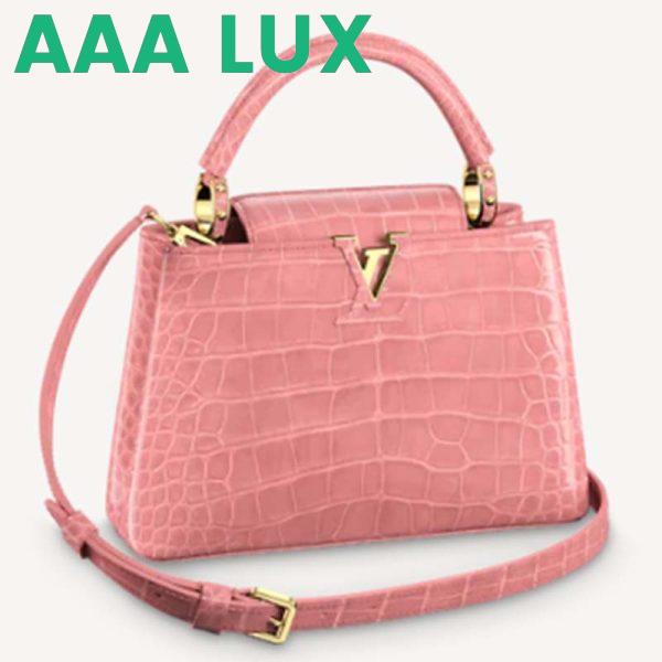 Replica Louis Vuitton LV Women Capucines BB Handbag Pink Crocodilian Leather