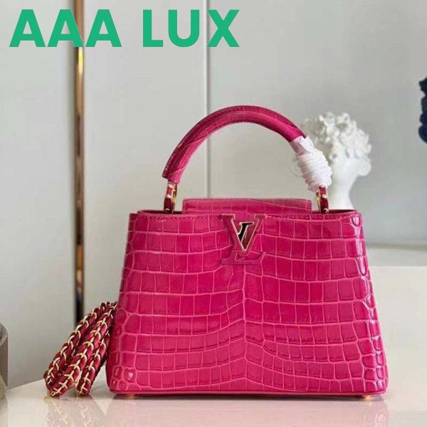 Replica Louis Vuitton LV Women Capucines BB Handbag Pink Crocodilian Leather 3