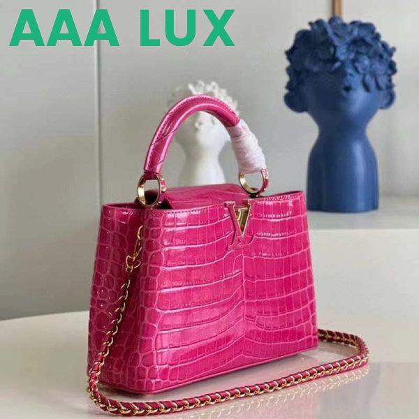 Replica Louis Vuitton LV Women Capucines BB Handbag Pink Crocodilian Leather 4