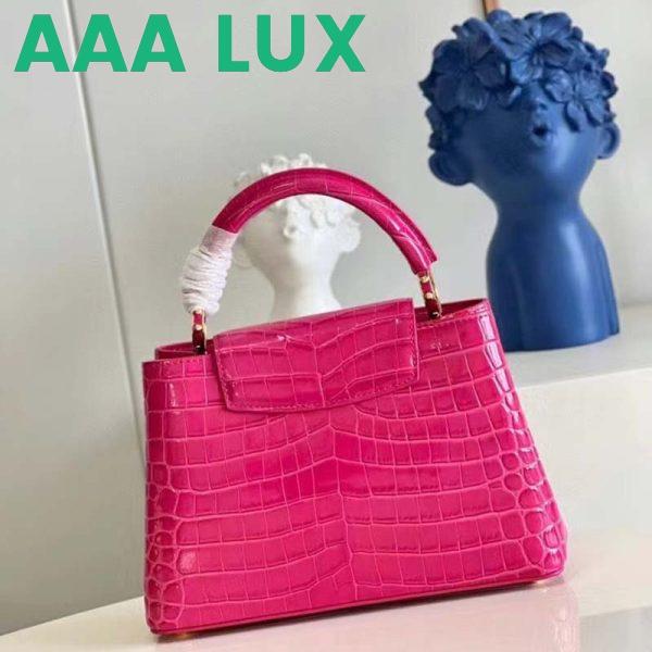 Replica Louis Vuitton LV Women Capucines BB Handbag Pink Crocodilian Leather 5