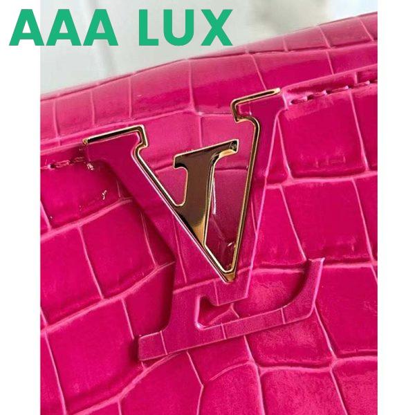 Replica Louis Vuitton LV Women Capucines BB Handbag Pink Crocodilian Leather 9