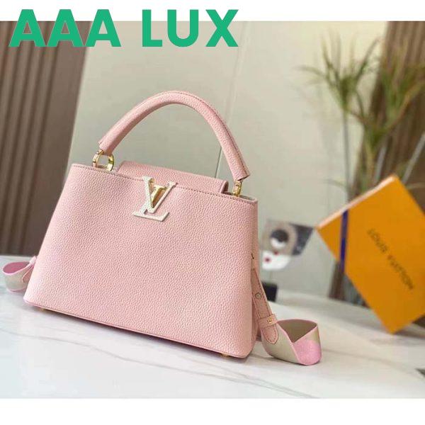 Replica Louis Vuitton LV Women Capucines BB Handbag Rose Jasmin Taurillon Leather 3