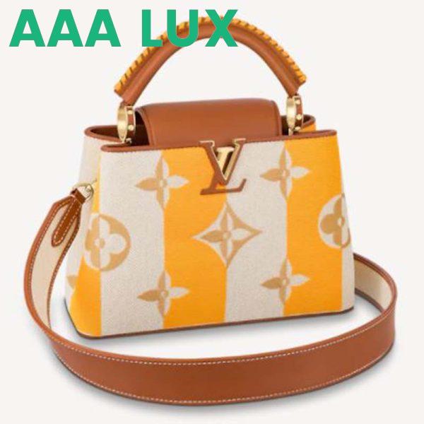 Replica Louis Vuitton LV Women Capucines BB Handbag Yellow Smooth Calfskin and Embroidered Canvas