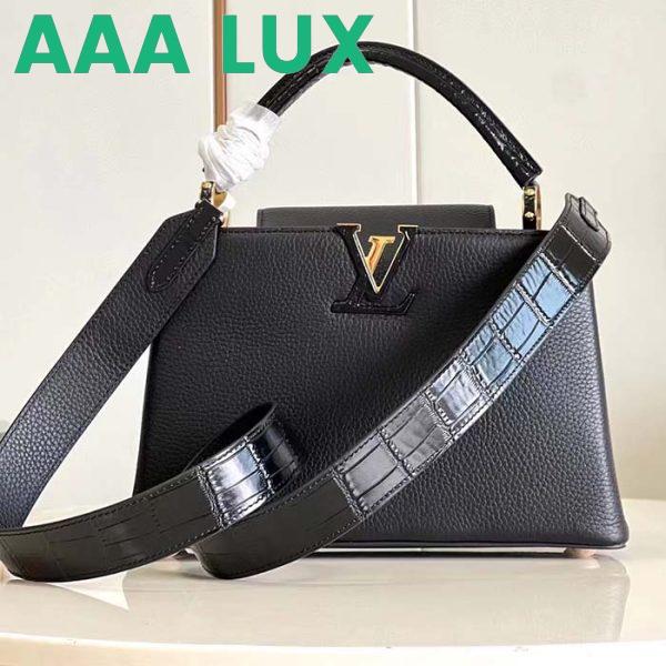 Replica Louis Vuitton LV Women Capucines MM Handbag Black Taurillon Cowhide Leather 3
