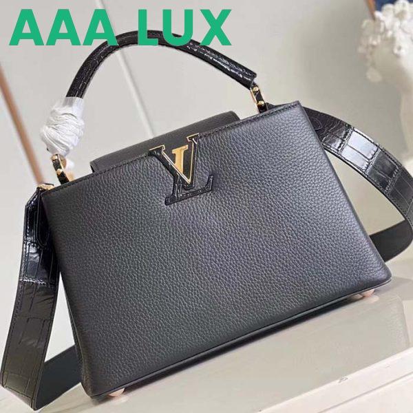 Replica Louis Vuitton LV Women Capucines MM Handbag Black Taurillon Cowhide Leather 4