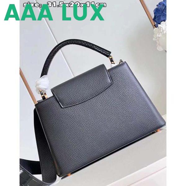 Replica Louis Vuitton LV Women Capucines MM Handbag Black Taurillon Cowhide Leather 5