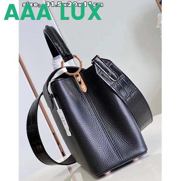 Replica Louis Vuitton LV Women Capucines MM Handbag Black Taurillon Cowhide Leather 6