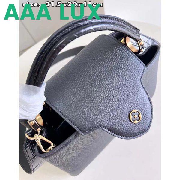 Replica Louis Vuitton LV Women Capucines MM Handbag Black Taurillon Cowhide Leather 7