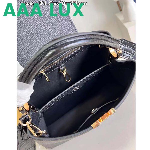 Replica Louis Vuitton LV Women Capucines MM Handbag Black Taurillon Cowhide Leather 9