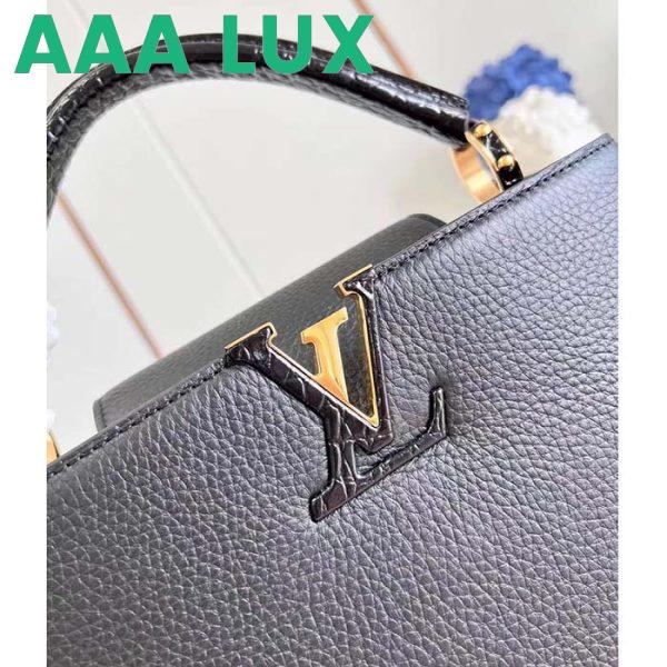 Replica Louis Vuitton LV Women Capucines MM Handbag Black Taurillon Cowhide Leather 10