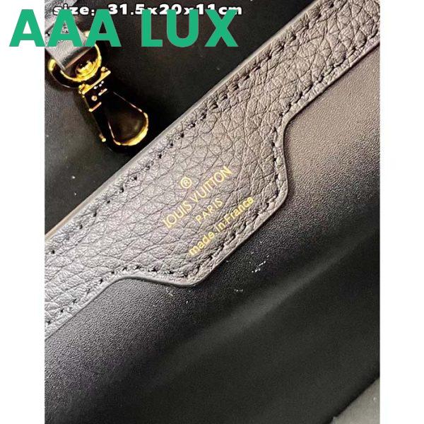 Replica Louis Vuitton LV Women Capucines MM Handbag Black Taurillon Cowhide Leather 11