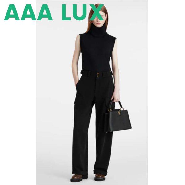 Replica Louis Vuitton LV Women Capucines MM Handbag Black Taurillon Cowhide Leather 12