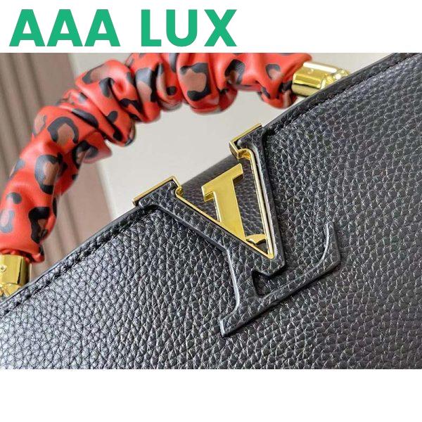 Replica Louis Vuitton LV Women Capucines MM Handbag Black Taurillon Leather 8